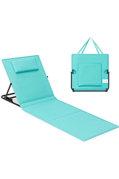 SONGMICS Foldable Beach Lounger with Adjustable Backrest and Storage Pocket, ...