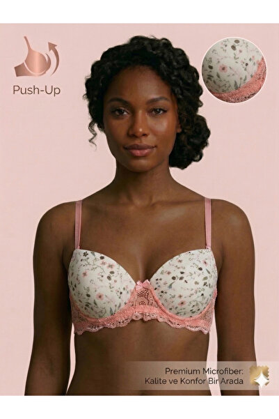 Lavint Homewear Σουτιέν ÇİÇEK D Με σχέδιο ΣΛΙΚΟΝΛΟΥ ΝΑΝΟ Δαντέλα ΜΠΑΛΕ Με μπα...