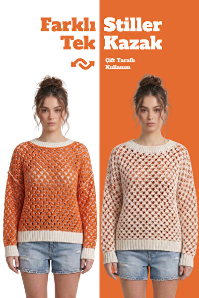 Neden Tekstil Reversible Knitwear Sweater Special Design Two Ways to Use F Me...