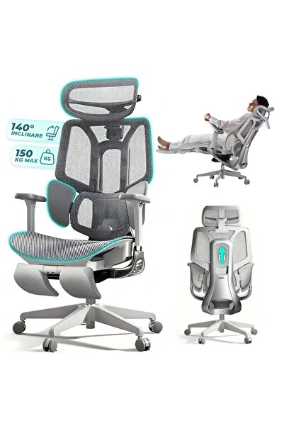 Timebox Scaun ergonomic de birou/gaming cu tetieră 4D, brațe 6D, suport pentr...