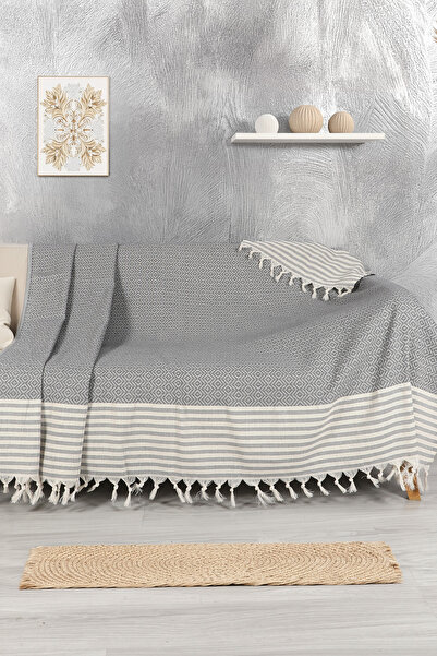 Virdis Home Elmas Desen Pamuklu Koltuk Örtüsü 170x210cm Tekli&Üçlü Koltuk,Çek...