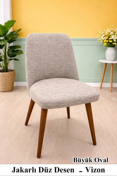 upmall Kaliteli Mutfak Sandalye Kılıfı Büyük Oval Jakarlı Yıkanabilir Streç L...