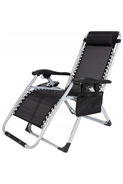 SERSIMO Zero gravity folding chaise longue, 175x65 cm, with table and organiz...