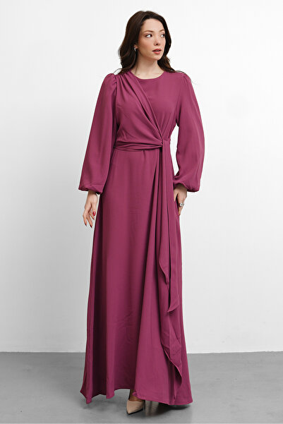 Molly Nelly Γυναικείο φόρεμα τζιν με λεπτομέρεια σάλι στο μπροστινό μέρος