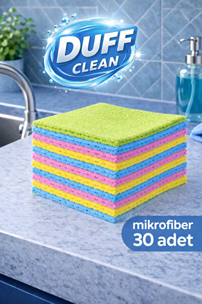 DUFF CLEAN lazer kesim 30 adet Mikrofiber Bez Temizlik Bezi 30 X 30 Cm