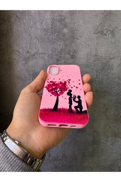 ALYACEPSTORE CASE غطاء وردي متوافق مع آيفون 17 بتصميم شجرة القلب والحب