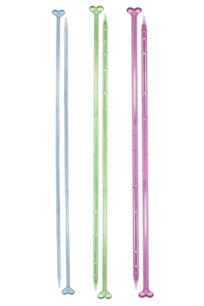 Kartopu Renkli Örgü Şişi Esnek Kırılmaz Plastik 3 Çift Her Numara Farklı 4.0,...