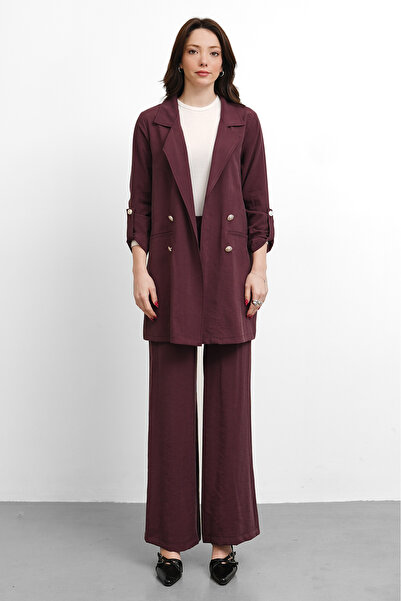 Molly Nelly Γυναικείο Σετ Παντελόνι και Σακάκι Modal Casual