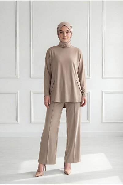 MİHRA STORE Κοστούμι παντελονιού Zennur με ραφές και σκισίματα στα πλαϊνά - M...