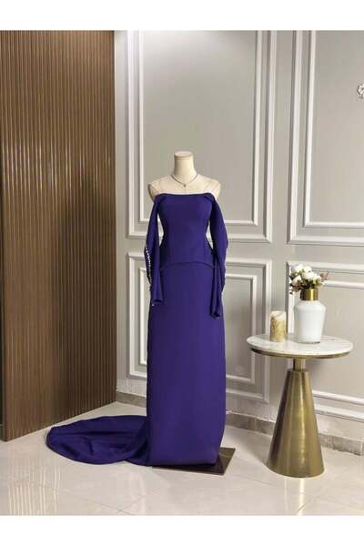 vanus fashion 6757-فستان بنفسجي فخم بإطلالة ملكيّة