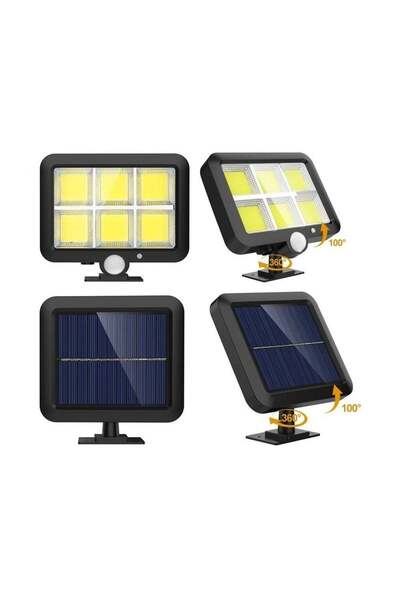 Welora Lampă solară 120 LED COB 30W cu panou detașabil, senzor de lumină/mișcare - Negru