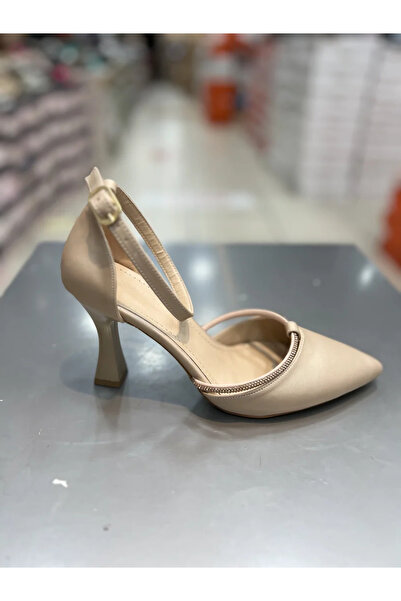 Hacıoğlu Ayakkabı Pantofi cu toc elegant cu centură de piatră subțire Serrace