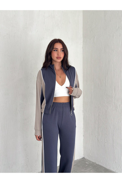 ceymoda Women's Garnished Modal Fabric Tracksuit Set