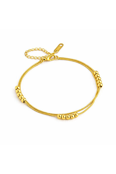 Pursehuit Brățară aurie, din oțel inoxidabil, suflată cu aur de 18k, cu bile,...