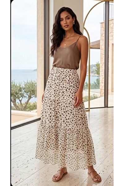 Dagü Design Women's Modest Layered Ruffled Chiffon Skirt