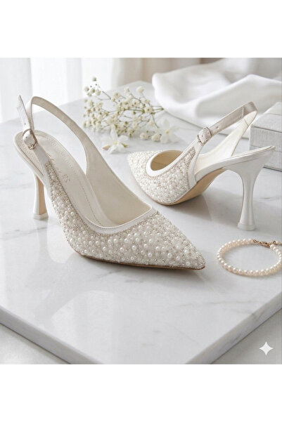 DYG STORE Kadın Gelinlik İncili Özel Üretim Abiye Ayakkabı