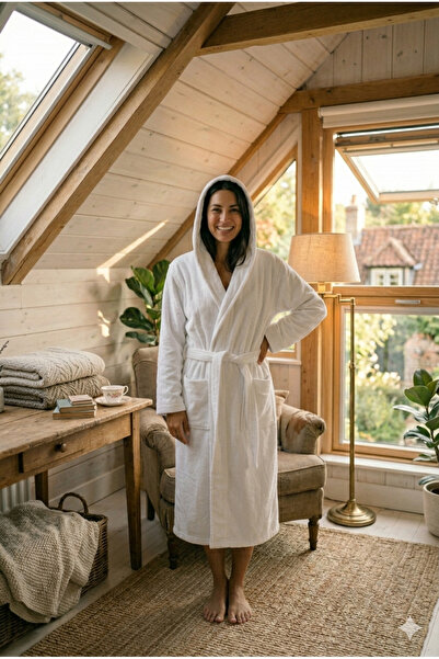 embays collection Μπουρνούζι με κουκούλα Unisex - 100% βαμβάκι, σχέδιο σάουνα...