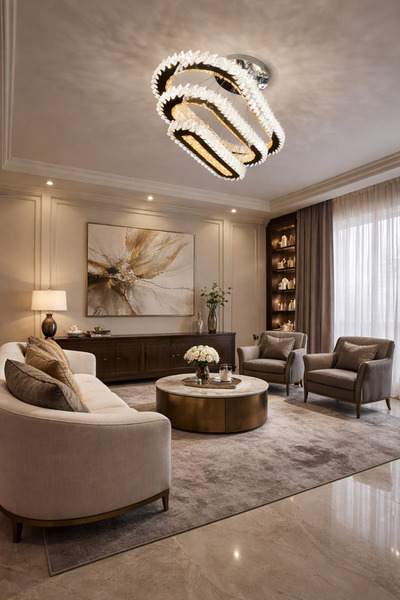 HOMSİ 3 KATLI KRİSTAL TAŞLI LED AVİZE