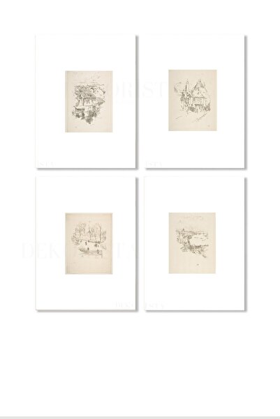 HOME DEKORİSTA Vintage αφίσα 4 τεμαχίων, τοίχος γκαλερί, καλλιτεχνική εκτύπωσ...