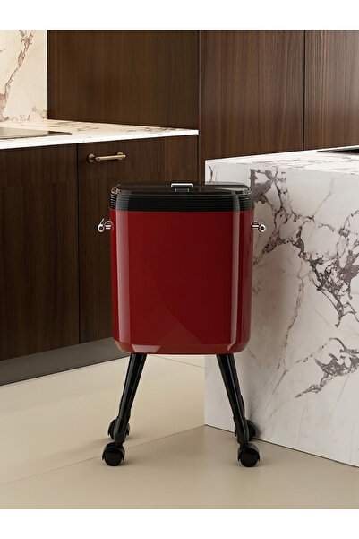 ADEFCO 20 LT Kapaklı Çöp Kovası Tekerlekli Modern Tasarım Yüksek Ayaklı Çöp K...