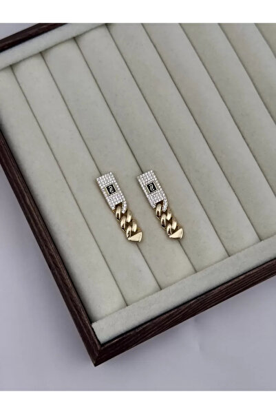 Luseda Kararmaz VIP Monaco Gurmet Zincir Detaylı Kadın Küpe