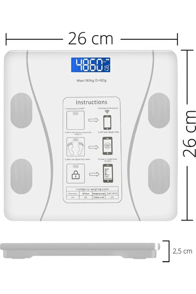 Elegance Techfit Vücut Analizli Dijital Baskül TF-1075 (Bluetooth Özellikli) ...