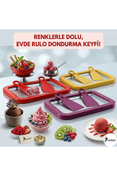 Eşya Dünyası Dondurma Tavası Rulo Dondurma Seti Paslanmaz Çelik Tepsi + Spatu...