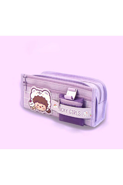Elegance Geantă de creion violet cu trei ochi Lucky Girls (7458)