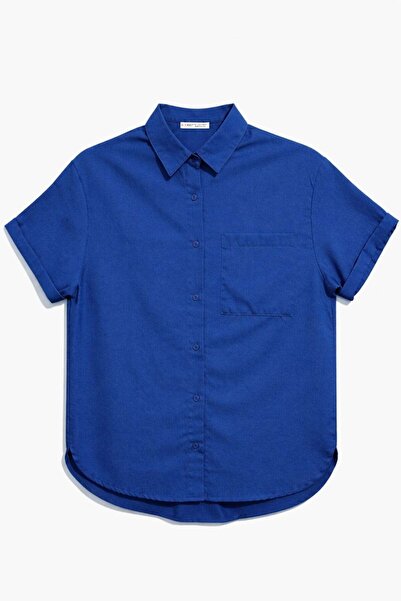 Mixray 3950 Cămașă de bază Oxford cu mânecă scurtă pentru femei Indigo