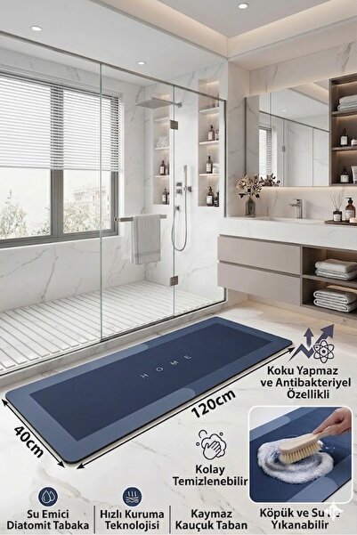 SİHİRLİ MOP Water Absorbent Bath Mat With Anti-Slip Base Water Absorbent Stru...