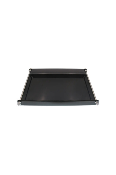 Esra Turan Design Large Black Tray with Long Silver Handles