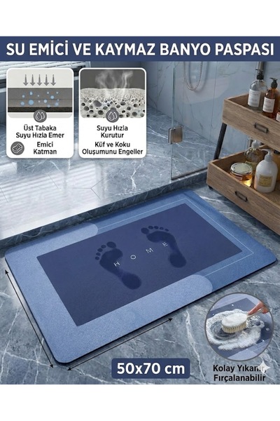 SİHİRLİ MOP Absorbant de apă - Covoraș de baie pătrat anti-alunecare de 50x70 cm