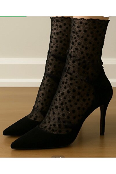 MaChausette Черни чорапи от тюл на точки