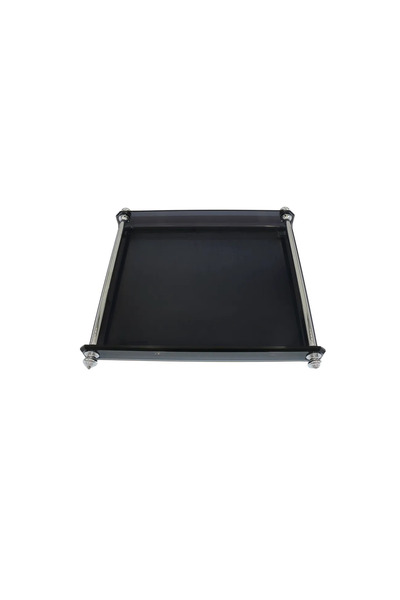 Esra Turan Design Small Size Black Tray with Long Silver Handles