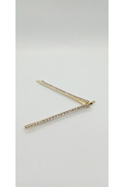 ndjewelry مشبك شاشة من الحجر الذهبي اللون (طويل)