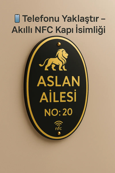 Outdoor One NFC Akıllı Kapı İsimliği – Siyah Premium Pleksi – Kişiye Özel Tas...