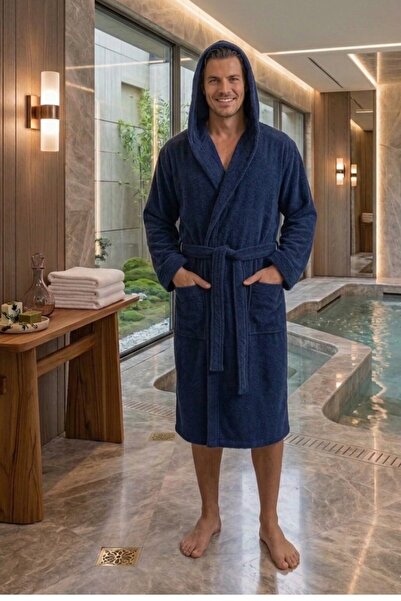 embays collection روب حمام بغطاء للرأس، رداء حمام مجعد، 100% قطن، حمام تركي، ...