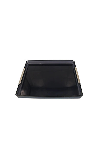 Esra Turan Design Medium Size Black Tray with Silver Detail