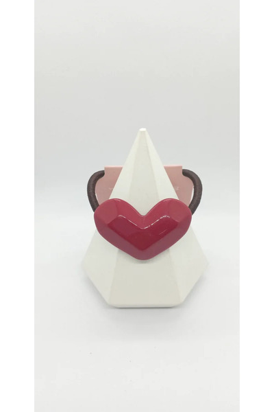 ndjewelry مشبك مطاطي على شكل قلب باللون العنابي