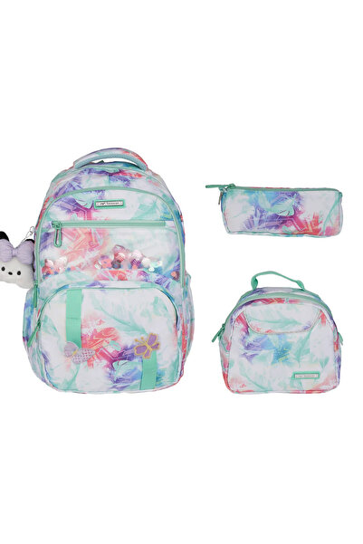 Relaxion Εισαγόμενο Πράσινο Τριπλό Σετ Παιδική Τσάντα Δημοτικού Σχολείου 1490