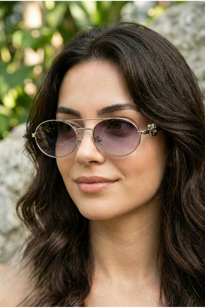 MONAL Miuw Silver Metal Handle Black Sunglasses Oval Frame Organic Glass 50 E...