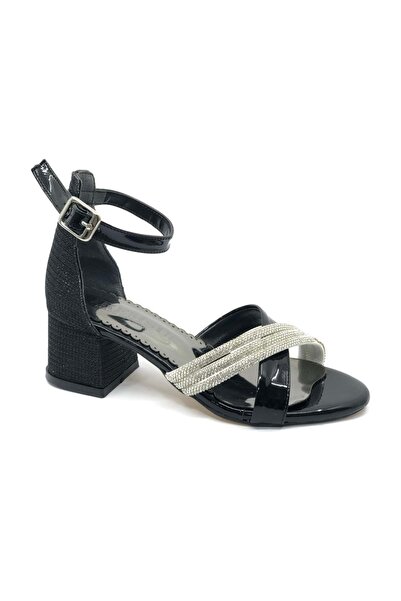 KCMN İremsu 2727 Girl's Evening Dress Stone Heeled Shoes Black