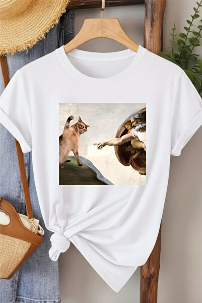 l'eivor تي شيرت قطني مطبوع عليه قطة مضحكة للجنسين