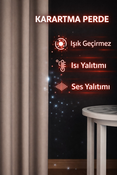 Emuz Blackout Vizon Fon Perde Işık Geçirmez Pilesiz Güneşlik ( TEK KANAT ) Fo...