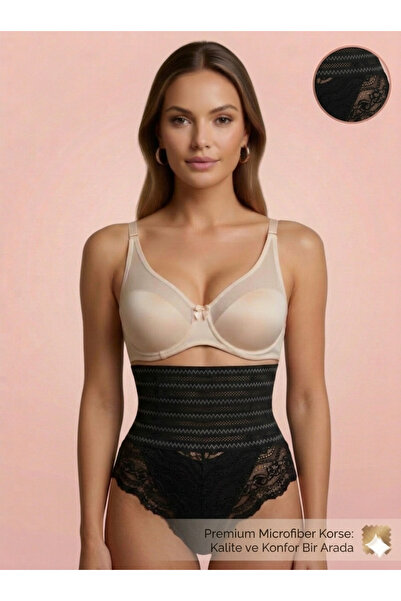 Lavint Homewear Lace Pack High Waist Micro Black Corset