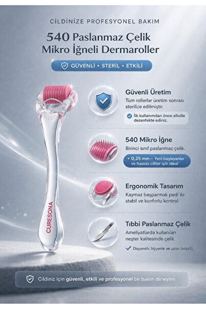 CURESONA Rejucode Derma Roller - Mikro İğnelerle Tasarlanmış Roller 1 Adet