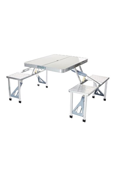 divendi-ro Masă de picnic pliabilă cu scaun, aluminiu