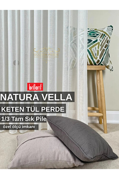 Gülsem Perde Brıllant Foldet Keten Tül Perde 1/3 Sık Pile Ozel Olcu Dıkılır