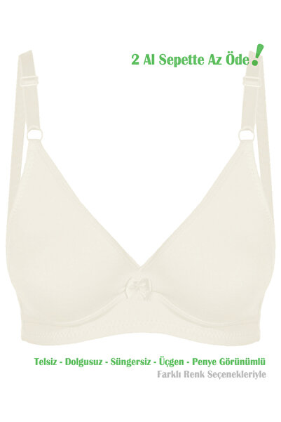 Women's Ecru Basic Triangle Combed Cotton Bra