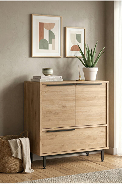 Robin Home Lidya Ayakkabılık Çok Amaçlı Dolap 3 Kapaklı Metal Ayaklı Sepet